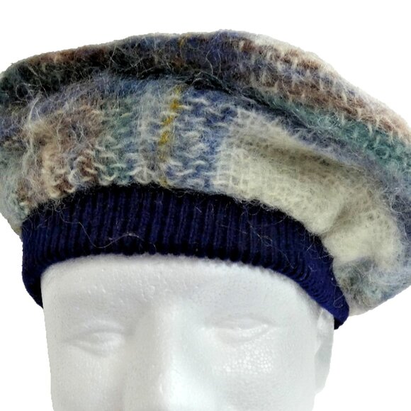 Highland Home Industries Mohair & Wool Beret Unisex Cap Gray Blue Scottish Hat - Picture 5 of 9